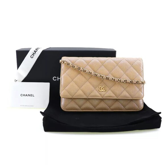 CHANEL Classic Chain Wallet Chain wallet Matelasse Purse beige/Gold Hardwa... - Picture 9 of 9